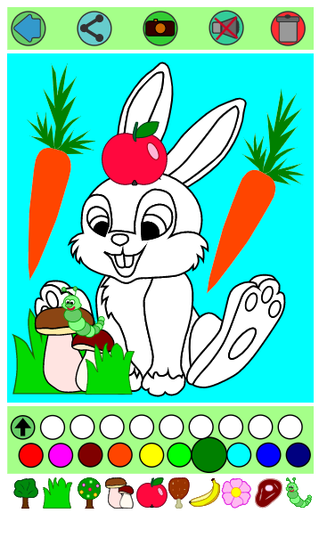 Coloring page with stickers